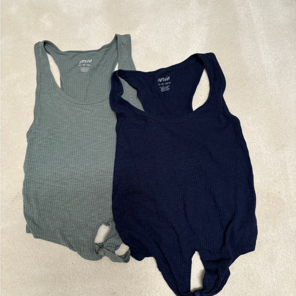 Aerie Ribbed Tank Tops in Olive and Navy